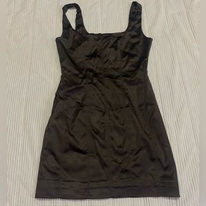Ten By Babaton Brown Silk Body Con Mini Dress